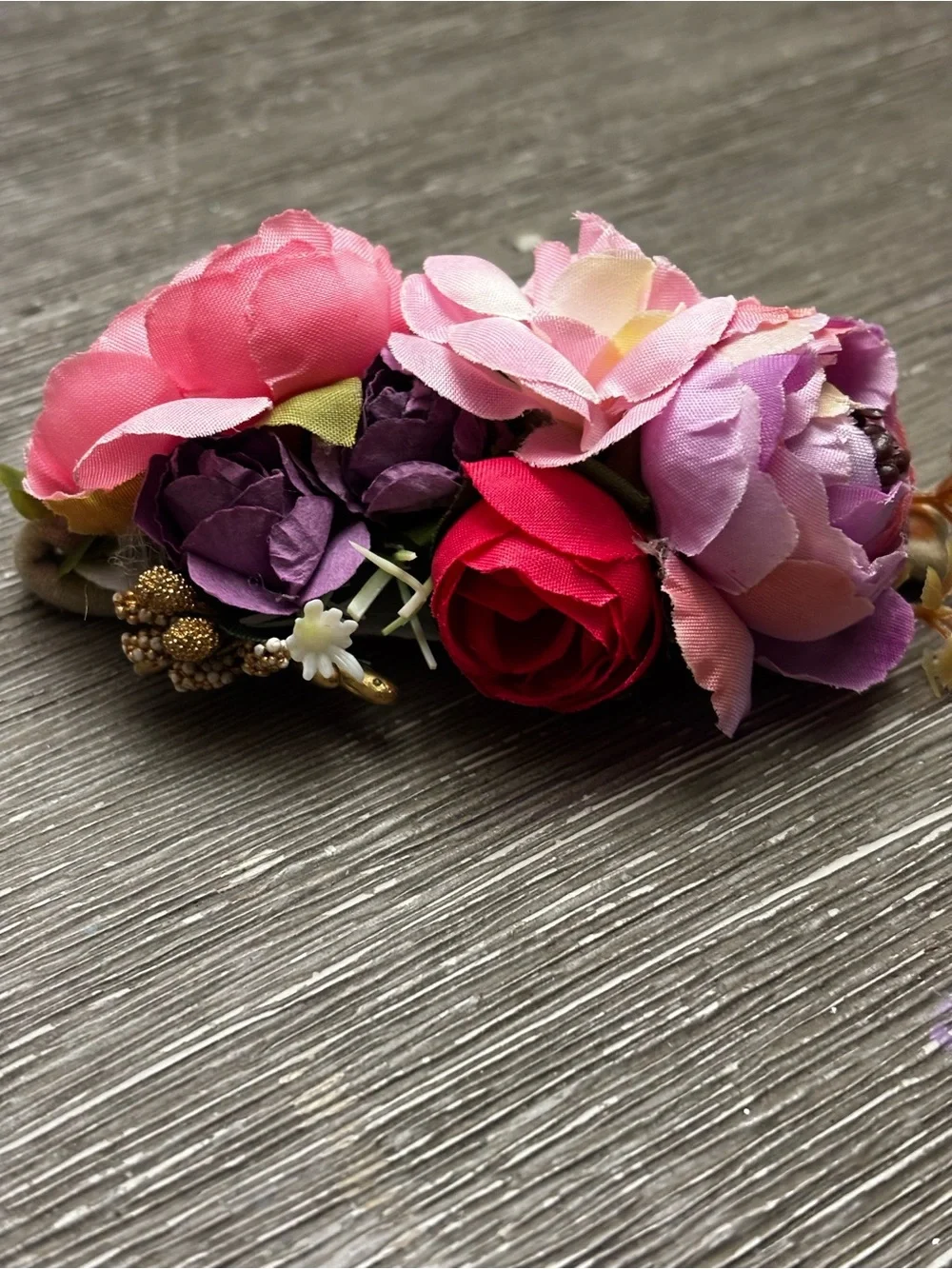 Shabby Chic Faux Flowers Baby Headband- Berry Bouquet Flower Crown